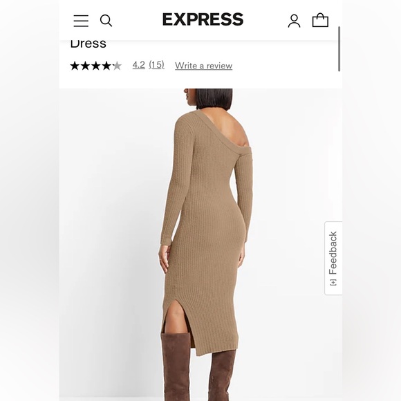 Express Cozy Ribbed One Shoulder Midi Sheath Dress size small - Picture 9 of 9